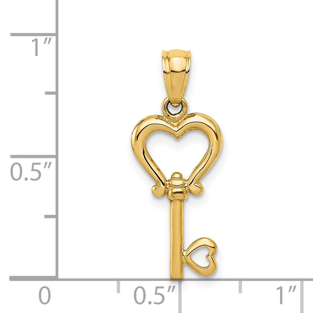 14k Polished 3D Heart Key Pendant - Product Photo