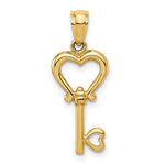 14k Polished 3D Heart Key Pendant - Product Photo