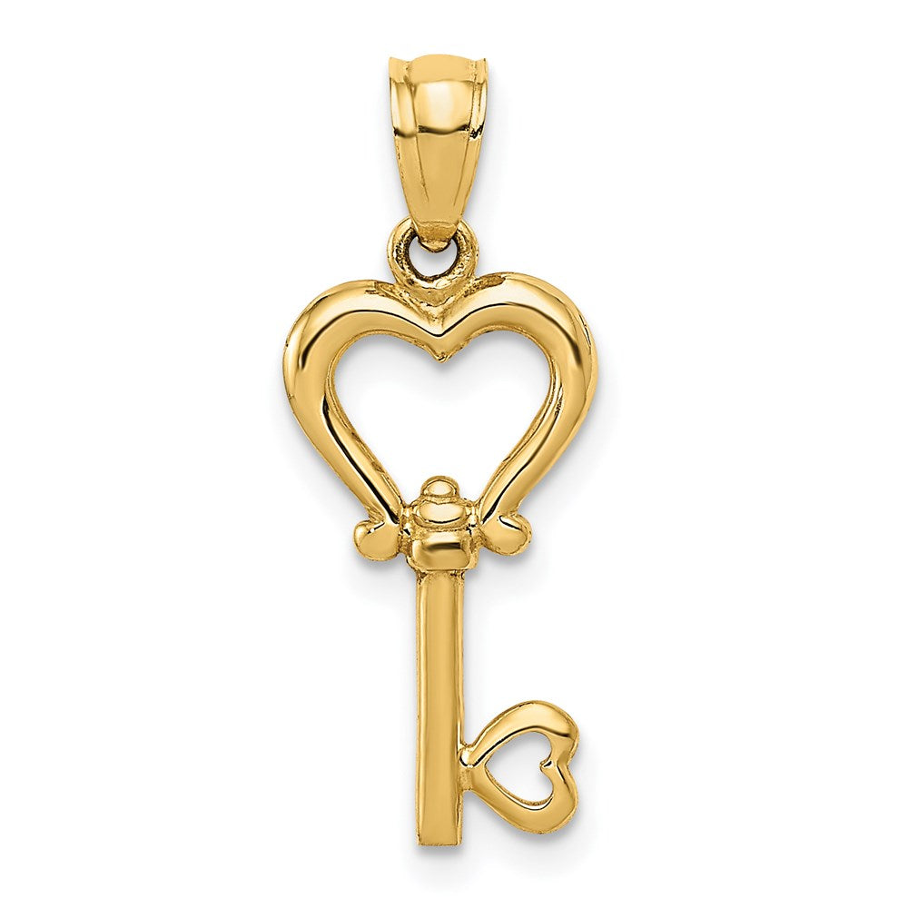 14k Polished 3D Heart Key Pendant - Product Photo