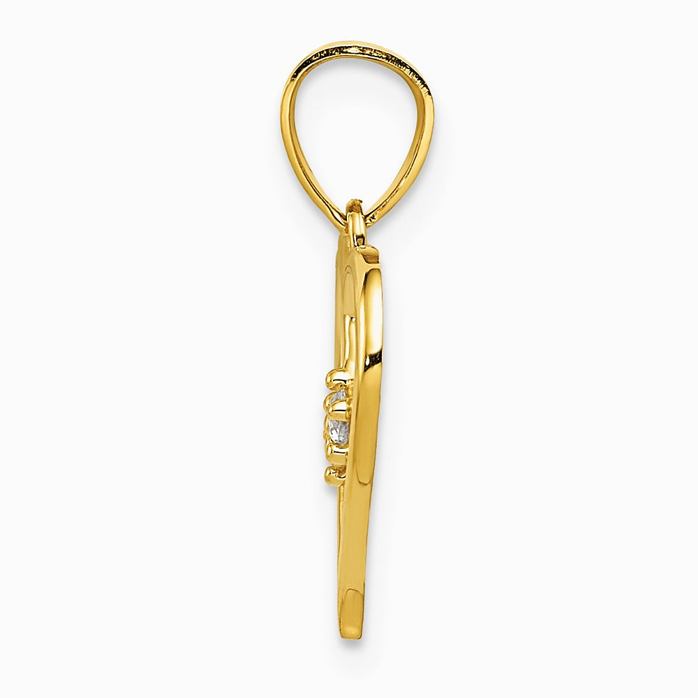 14K Yellow Gold 2-CZ Cut-out Heart Pendant - Product Photo