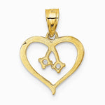 14K Yellow Gold 2-CZ Cut-out Heart Pendant - Product Photo