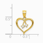 14K Yellow Gold 2-CZ Cut-out Heart Pendant - Product Photo