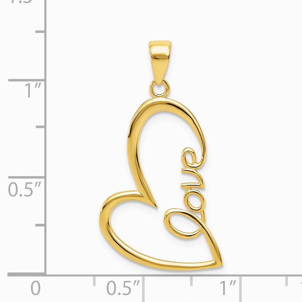 14K Yellow Gold Gold Polished LOVE Heart Pendant - Product Photo