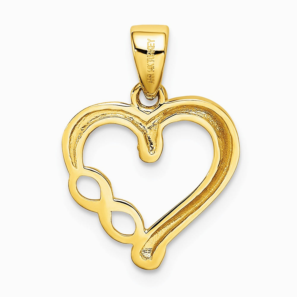 14K Yellow & Rhodium with White Rhodium Infinity Heart Pendant - Product Photo
