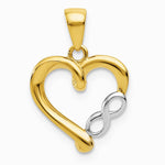14K Yellow & Rhodium with White Rhodium Infinity Heart Pendant - Product Photo