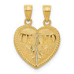 14k Break Apart Diamond-cut TE AMO Heart Pendant - Product Photo