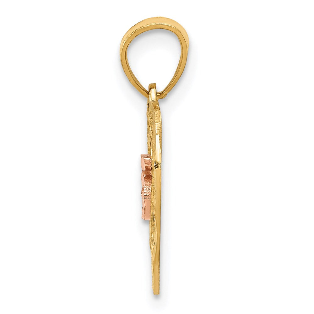 14k Two-tone Diamond-cut 15 Pendant - Product Photo