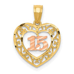 14k Two-tone Diamond-cut 15 Pendant - Product Photo