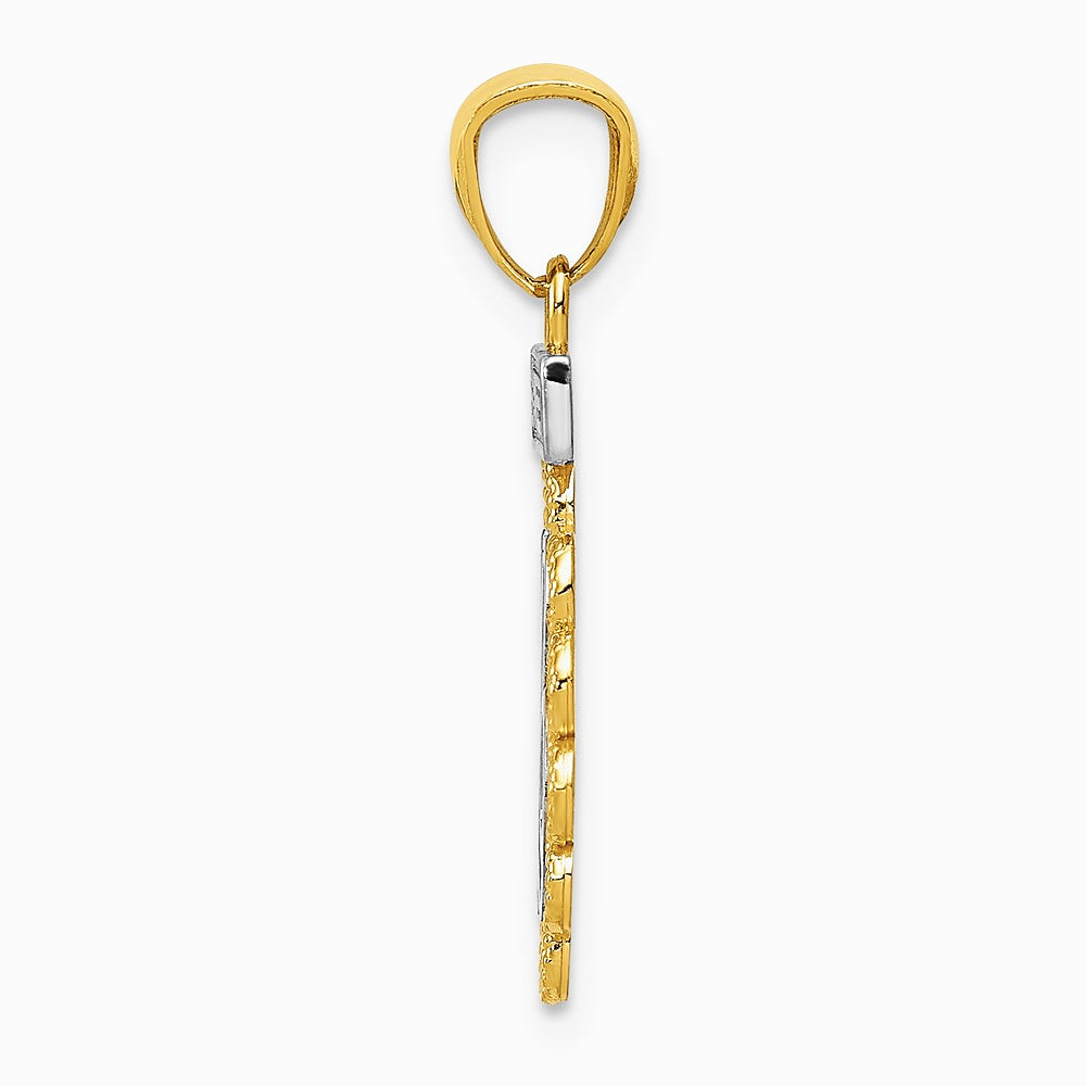 14K Yellow & Rhodium with Rhodium SWEET 16 with Filigree Pendant - Product Photo