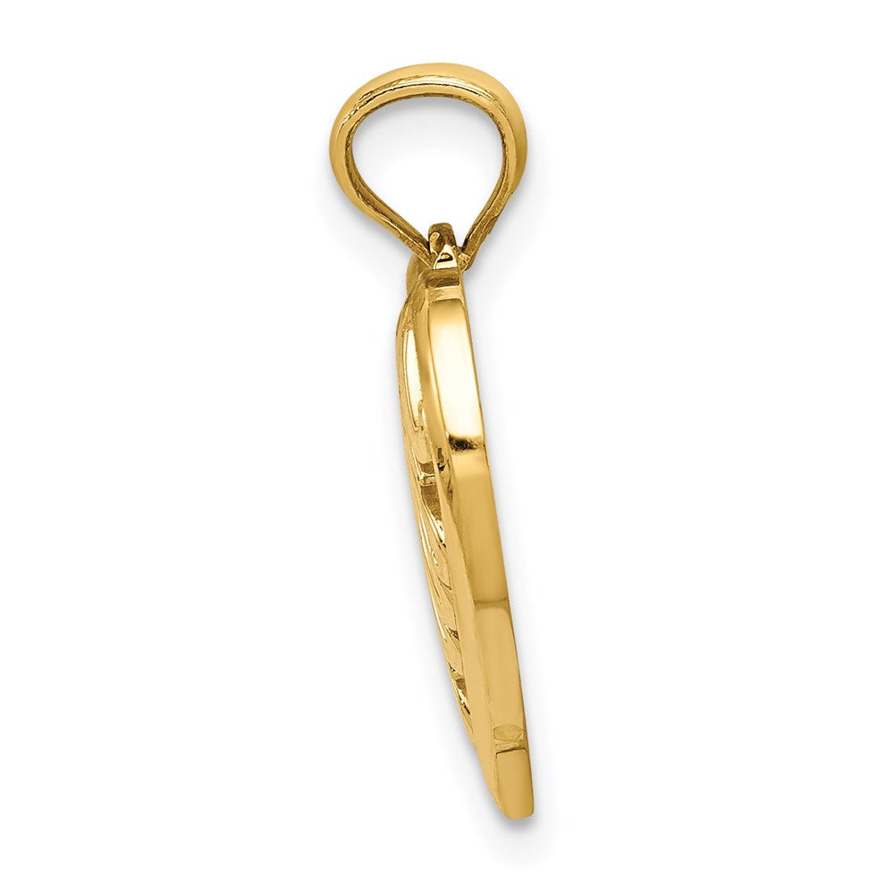 14K Yellow Gold Polished MOM and Heart In Heart Pendant - Product Photo