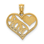 14K Yellow Gold Polished MOM and Heart In Heart Pendant - Product Photo