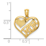 14K Yellow Gold Polished MOM and Heart In Heart Pendant - Product Photo