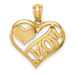 14K Yellow Gold Polished MOM and Heart In Heart Pendant - Product Photo