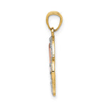 14K Two-tone with White Rhodium Diamond-cut MOM in Heart with Heart Pendant - Product Photo