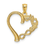 14K Yellow Gold Polished MOM in Heart with Infinity Symbol Pendant - Product Photo