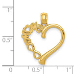 14K Yellow Gold Polished MOM in Heart with Infinity Symbol Pendant - Product Photo