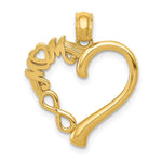 14K Yellow Gold Polished MOM in Heart with Infinity Symbol Pendant - Product Photo