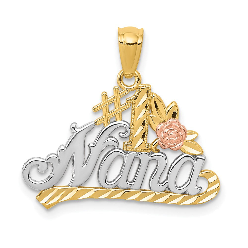 14K Two-tone with White Rhodium DC #1 NANA with Rose Pendant