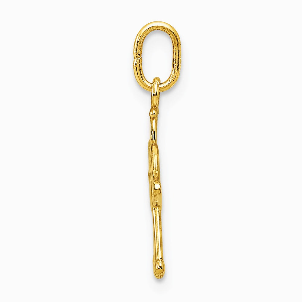 14K Yellow Gold Polished Small Angel with Heart Pendant - Product Photo