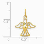 14K Yellow Gold Polished Small Angel with Heart Pendant - Product Photo