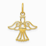 14K Yellow Gold Polished Small Angel with Heart Pendant - Product Photo