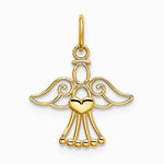 14K Yellow Gold Polished Small Angel with Heart Pendant - Product Photo