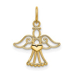 14K Yellow Gold Polished Small Angel with Heart Pendant - Product Photo