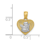 14k w/Rhodium Polished Guardian Angel in Heart Pendant - Product Photo