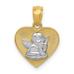 14k w/Rhodium Polished Guardian Angel in Heart Pendant - Product Photo