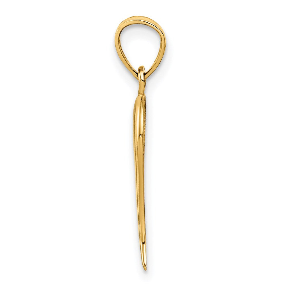 10K / 14K Yellow Gold Italian Horn Pendant - Product Photo