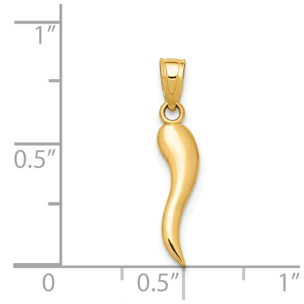 10K / 14K Yellow Gold Italian Horn Pendant - Product Photo