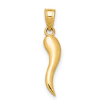 10K / 14K Yellow Gold Italian Horn Pendant - Product Photo