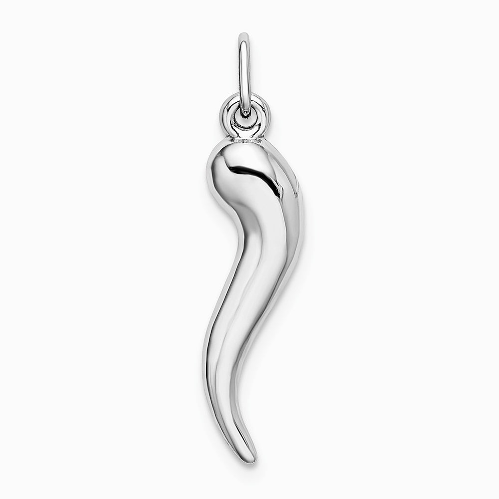 10K / 14K White Gold Italian Horn Charm - Product Photo