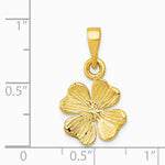 10K / 14K Yellow Gold Gold Polished & Textured Four Leaf Clover Pendant - Product Photo