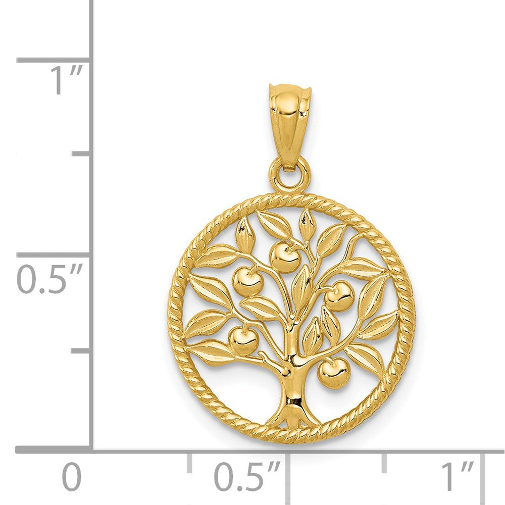 14k Polished Tree Of Life in Round Pendant - Product Photo