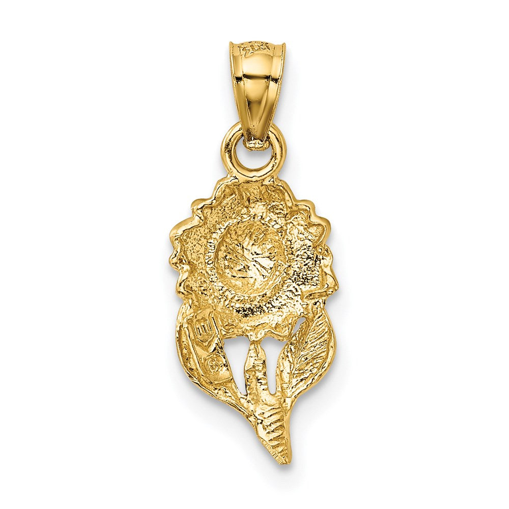 14k Satin Diamond-cut Sunflower Pendant - Product Photo