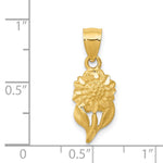 14k Satin Diamond-cut Sunflower Pendant - Product Photo