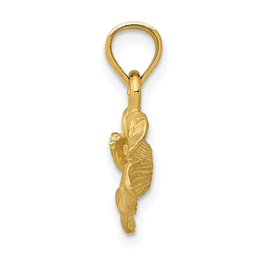14k Satin Diamond-cut Hibiscus Flower Pendant - Product Photo