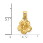 14k Satin Diamond-cut Hibiscus Flower Pendant - Product Photo