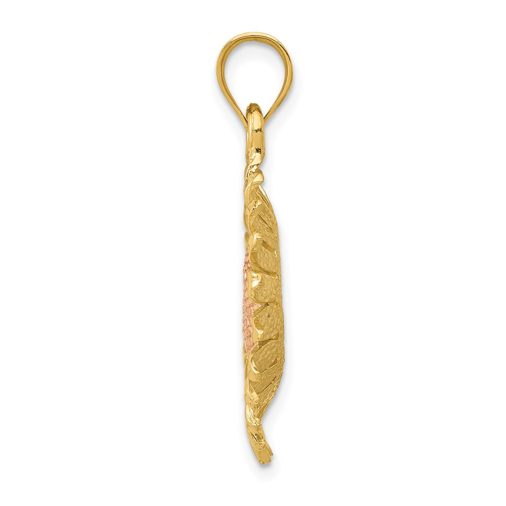 14k Two-tone Polished Sunflower Pendant - Product Photo