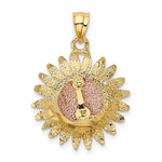 14k Two-tone Polished Sunflower Pendant - Product Photo