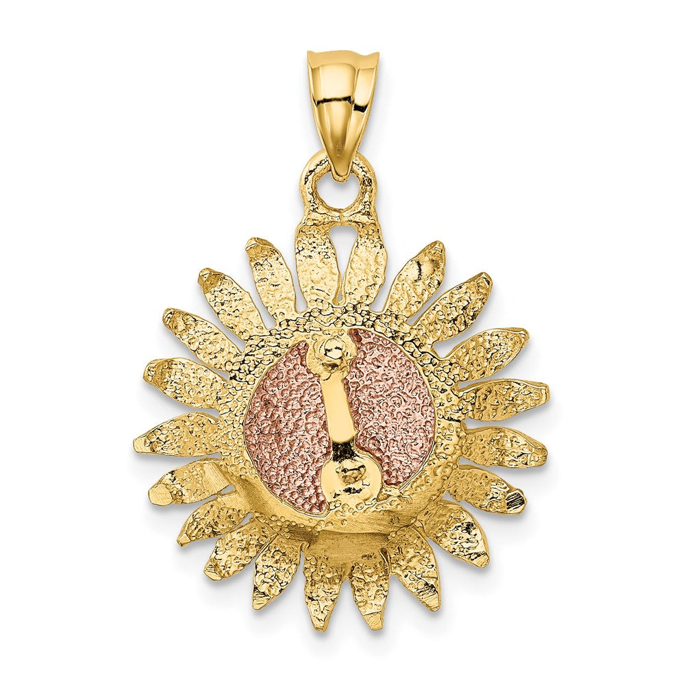 14k Two-tone Polished Sunflower Pendant - Product Photo
