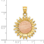 14k Two-tone Polished Sunflower Pendant - Product Photo