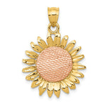 14k Two-tone Polished Sunflower Pendant - Product Photo
