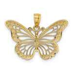 14k w/ Rhodium Diamond-cut Polished Open Butterfly Pendant - Product Photo