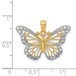 14k w/ Rhodium Diamond-cut Polished Open Butterfly Pendant - Product Photo