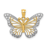 14k w/ Rhodium Diamond-cut Polished Open Butterfly Pendant - Product Photo