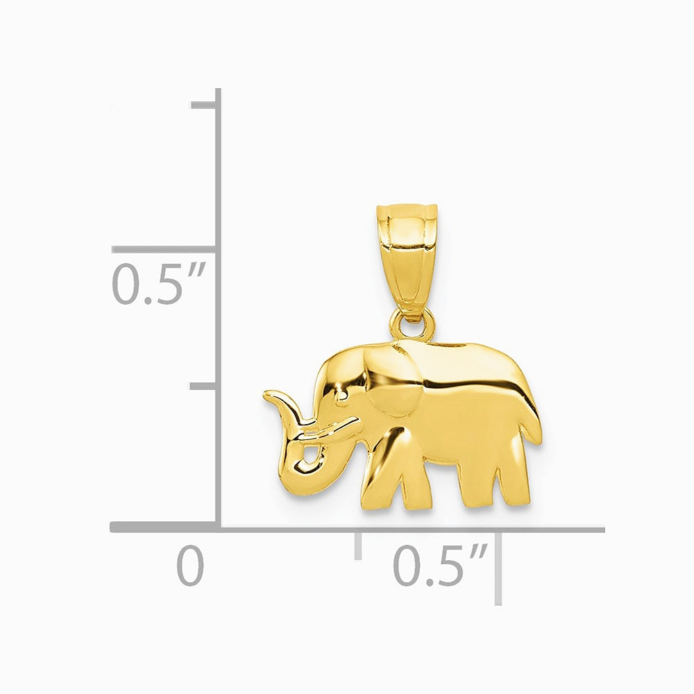 10K / 14K Yellow Gold Polished Elephant Pendant - Product Photo