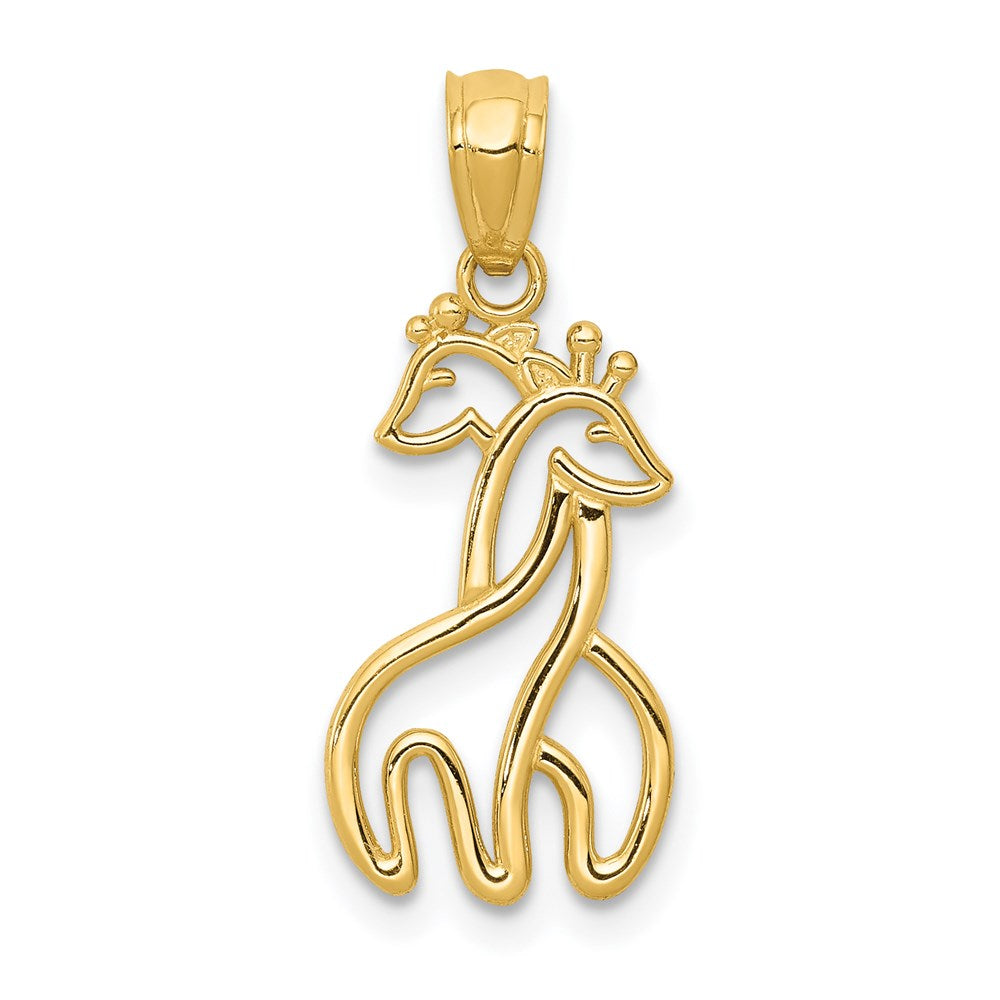 14K Yellow Gold Polished Interlocking Giraffes Pendant