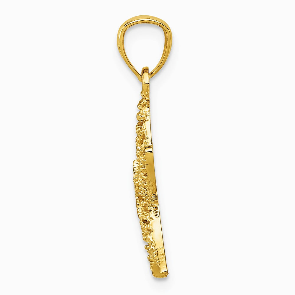 14K Yellow Gold Diamond-cut Polished Filigree Starfish Pendant - Product Photo
